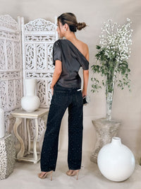 Enza Costa Silk Satin Assym Drape Top