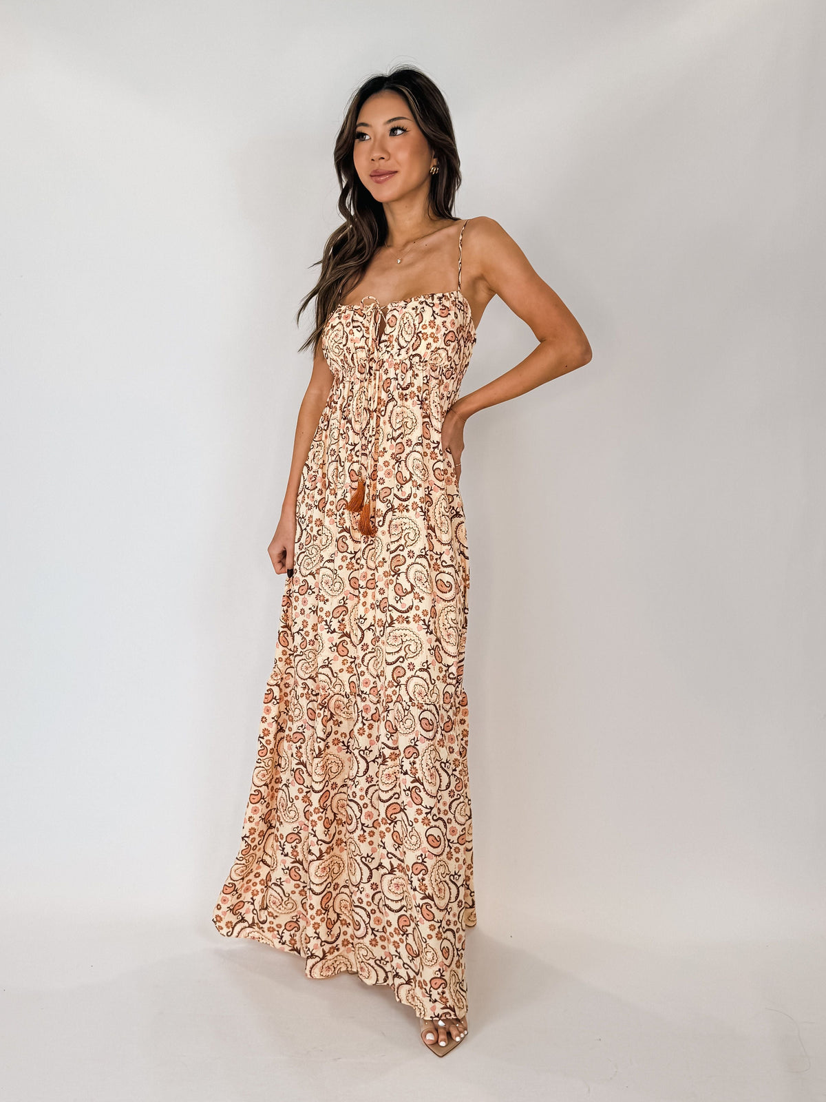 Dress To Lurex Drawstring Neckline Maxi Dress