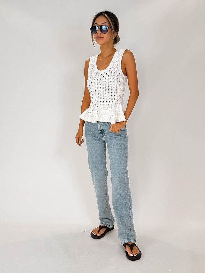 Pistola Anna Peplum Openwork Sweater Tank