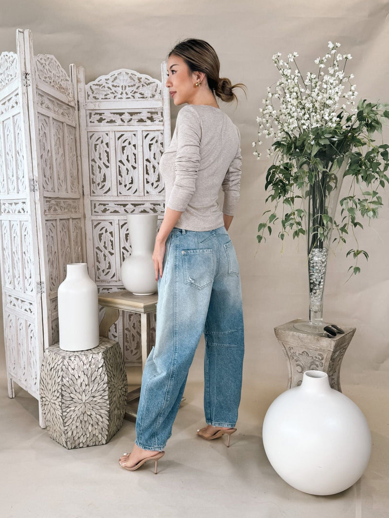 Free People Good Luck Mid Rise Barrel Jean