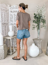 Michael Stars Jackie Raw Edge Crew Neck Tee