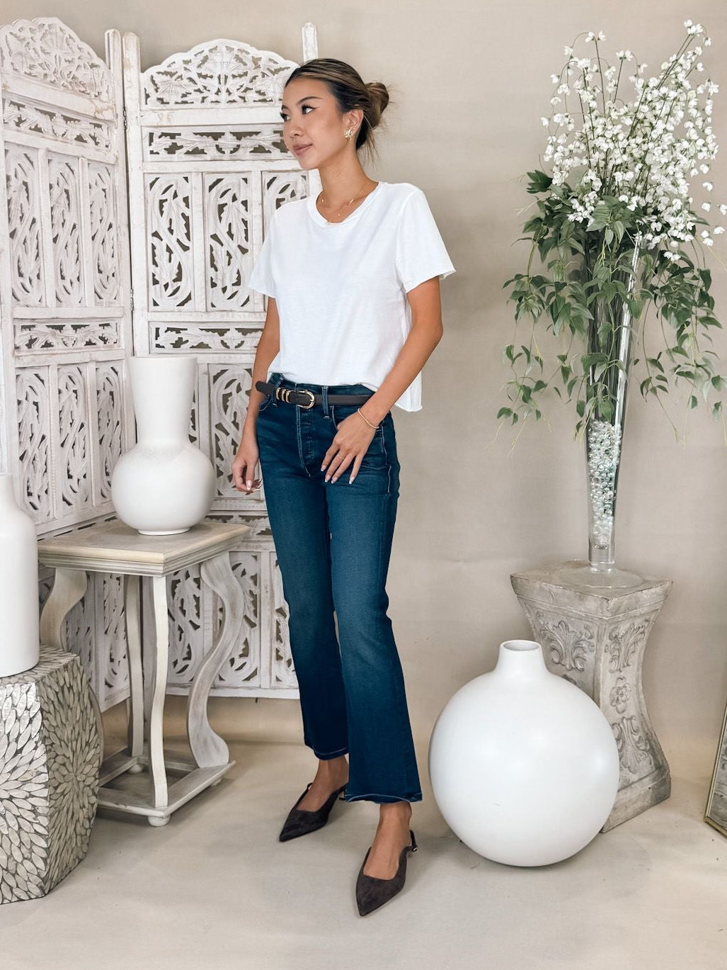 Michael Stars Jackie Raw Edge Crew Neck Tee