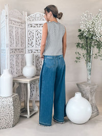 perfectwhitetee Lucy Linen Jersey Sleeveless V-Neck Tank