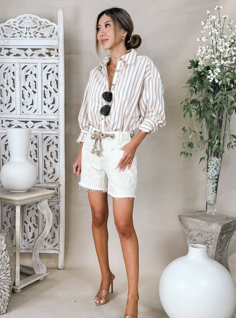 Free People Striped Varsity Vibes Shirt