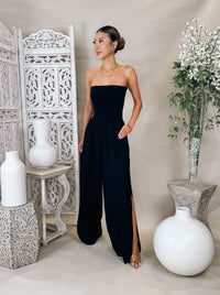 Elan Strapless Smocked Jumpsuit