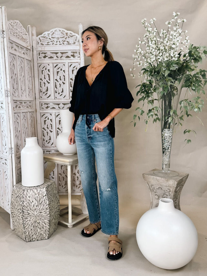 Elan L/S V Neck Top