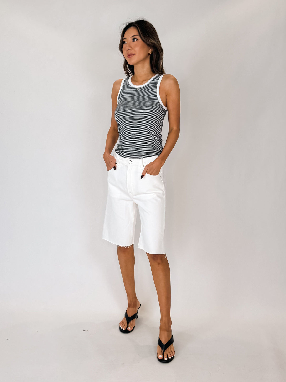 Enza Costa Cotton Mini Stripe Tank