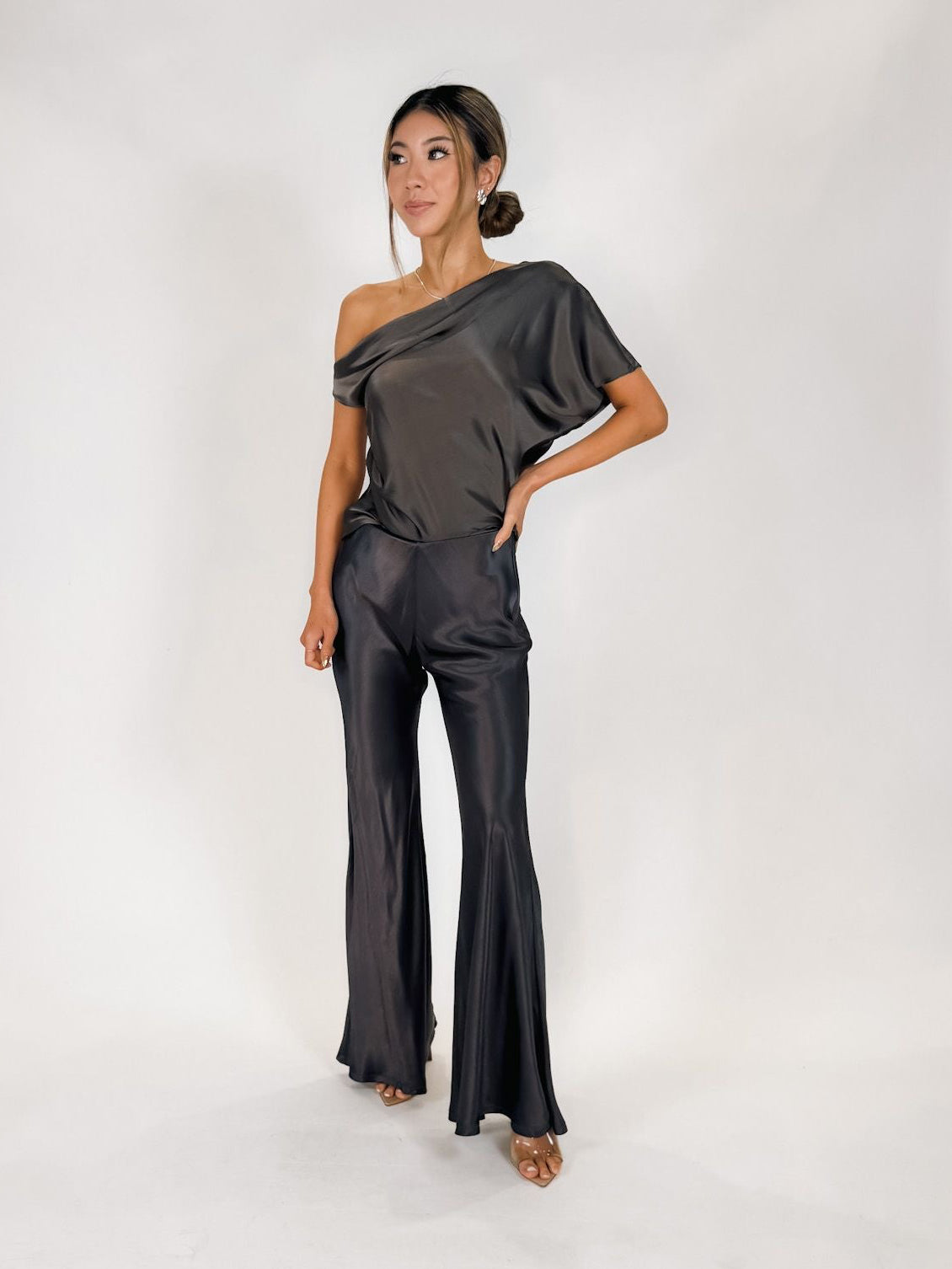Enza Costa Silk Satin Assym Drape Top