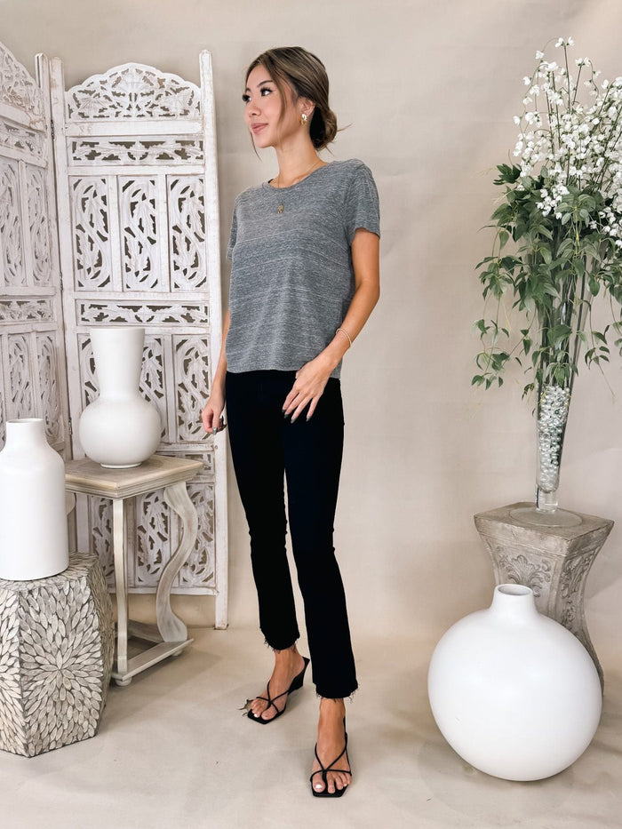 Michael Stars Jackie Raw Edge Crew Neck Tee