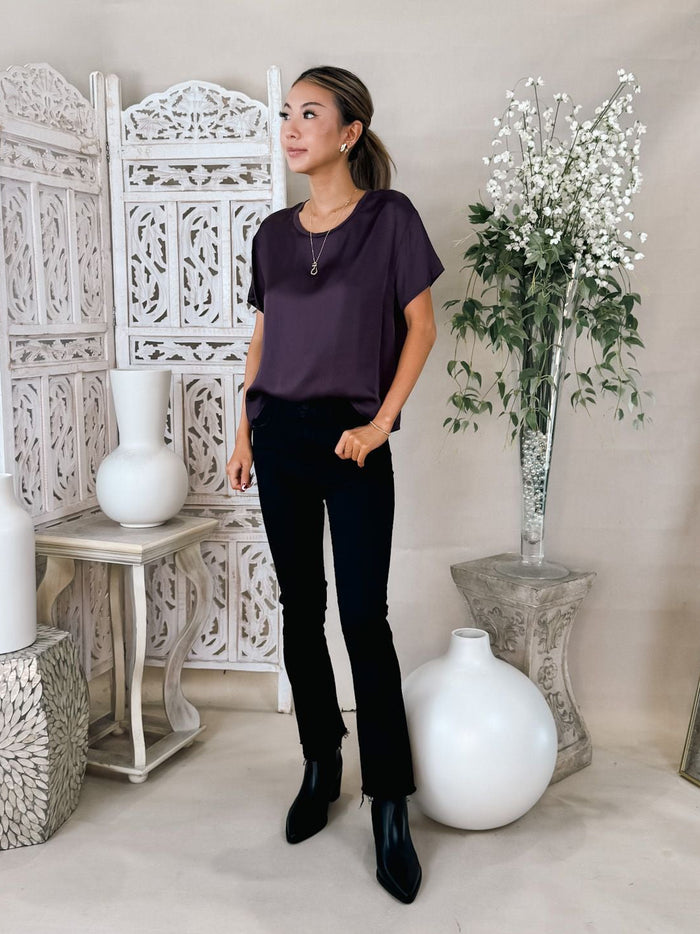 Perfectwhitetee Delphine Satin SS Crew Tee