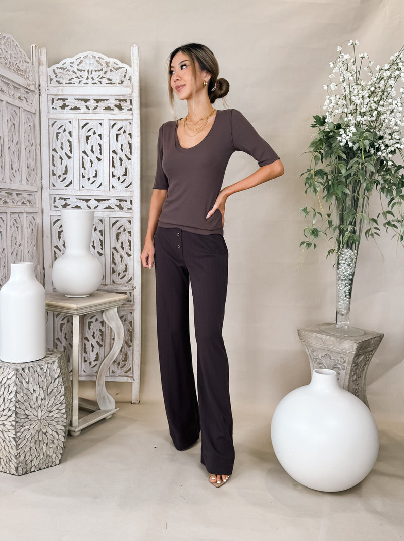 Vir Vita Agnes Three Quarter Sleeve V Neck