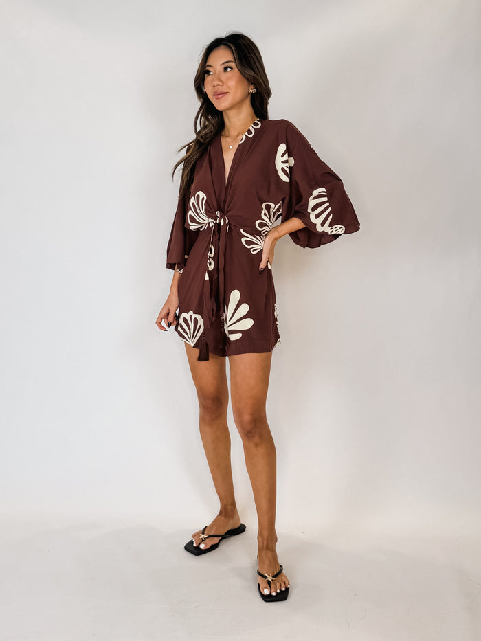 Dress To Brown Maritime Front Ties Romper