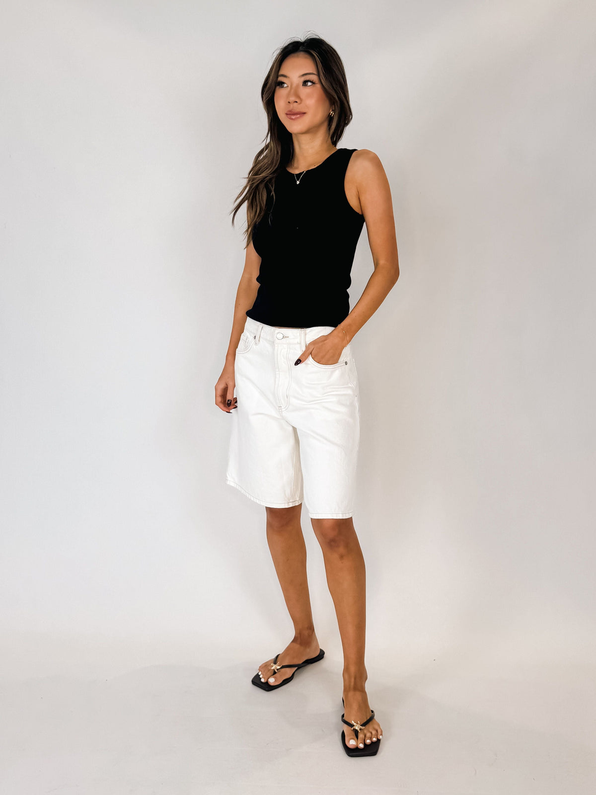 perfectwhitetee Daphne 2x1 Heavy Rib High Neck Tank