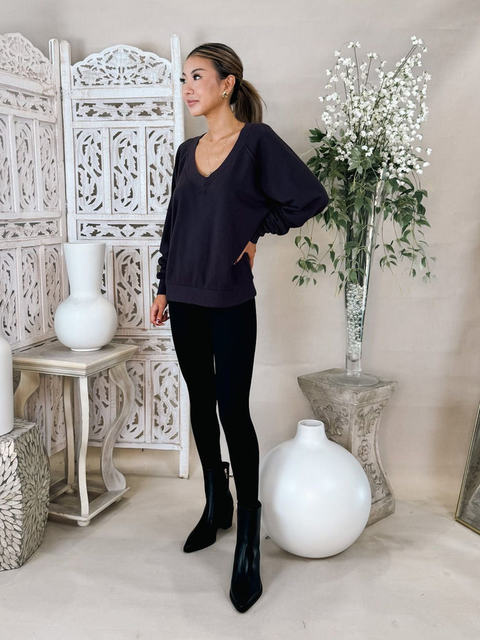 Perfectwhitetee Sinead Relaxed French Terry V-Neck Sweatshirt