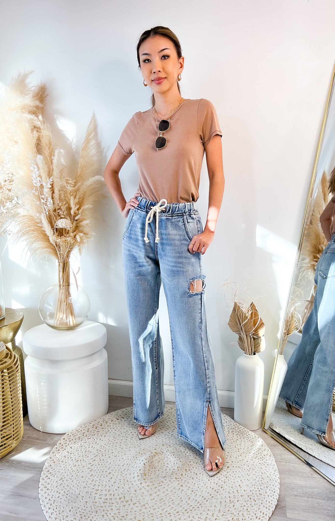 One Teaspoon Roadhouse Wide Leg Drawstring Jeans – Mikinola